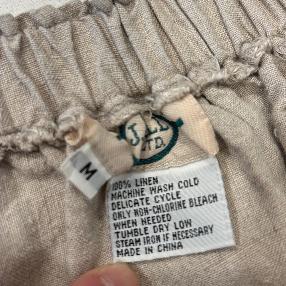 Vintage J. Jill Size M 100% Linen Skirt Beige Pull On Midi Lagenlook Boho - Picture 2 of 9